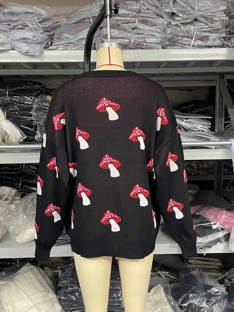 Whimsical Mushroom Knit Sweater