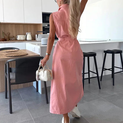 Elegant Y2K Denim Maxi Dress for Women