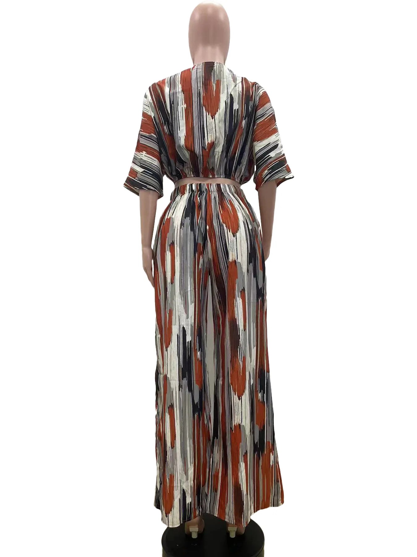 Striped V-Neck Two-Piece Set
