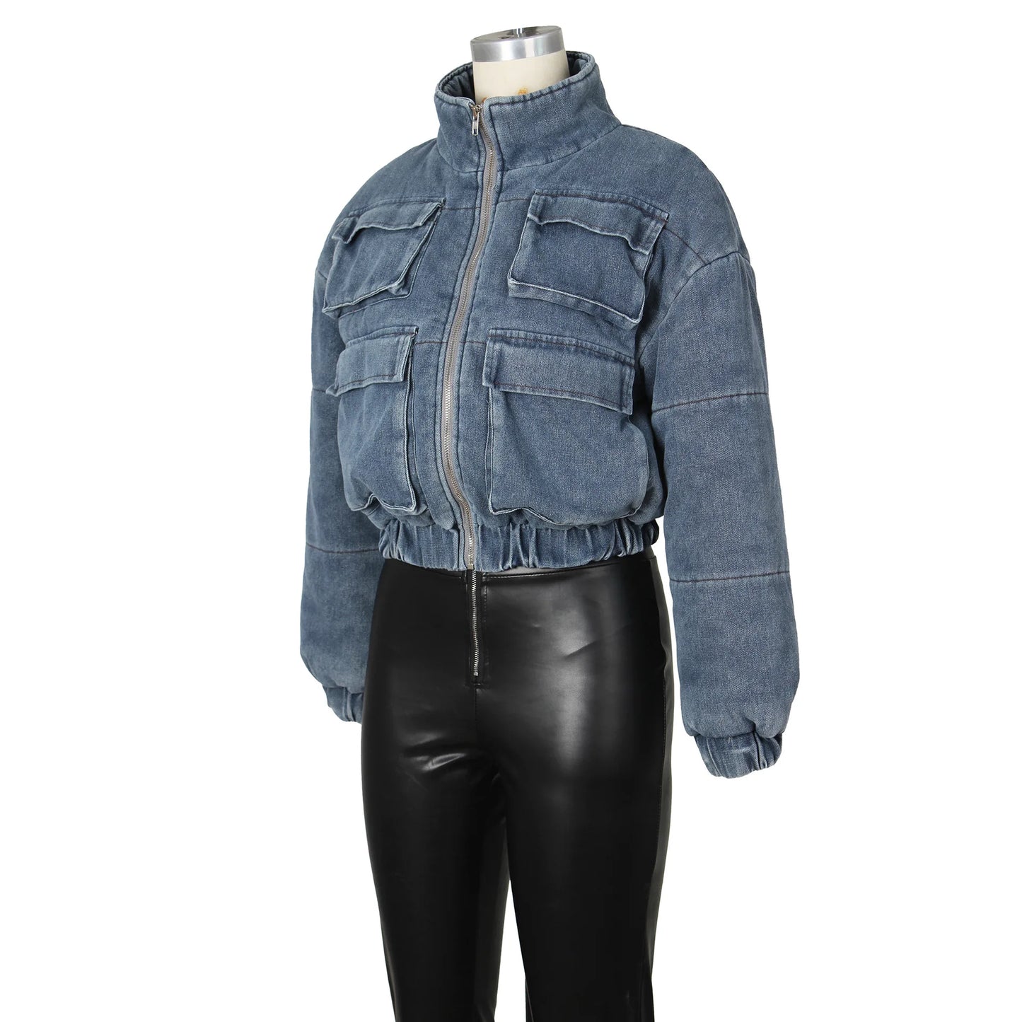 Frost Fade Denim Puffer Jacket