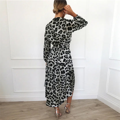 Wild Allure Lace-Up Leopard Dress