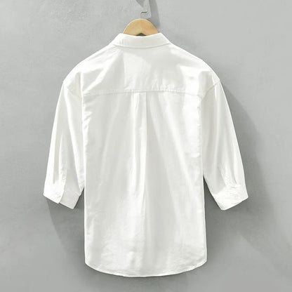 Striped Spliced 7-Sleeve Casual Shirt