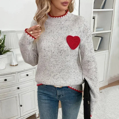 Cozy Heart Half-Turtleneck Sweater