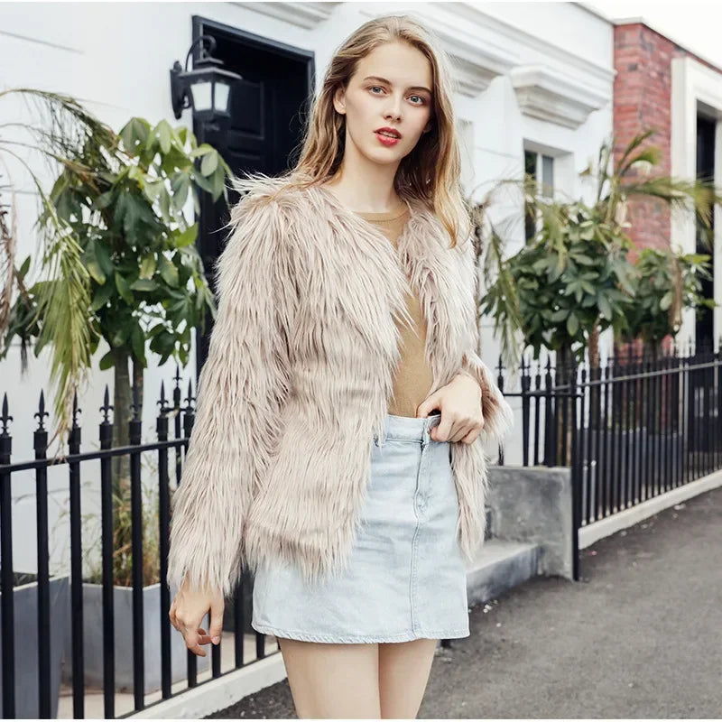 Cozy Pelt Faux Fur Button Coat