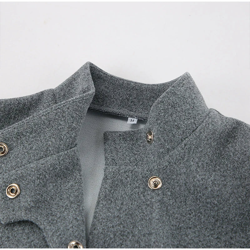 Elegant Gray Woolen Coat