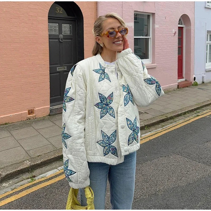 BloomNest Quilted Bomber Jacket