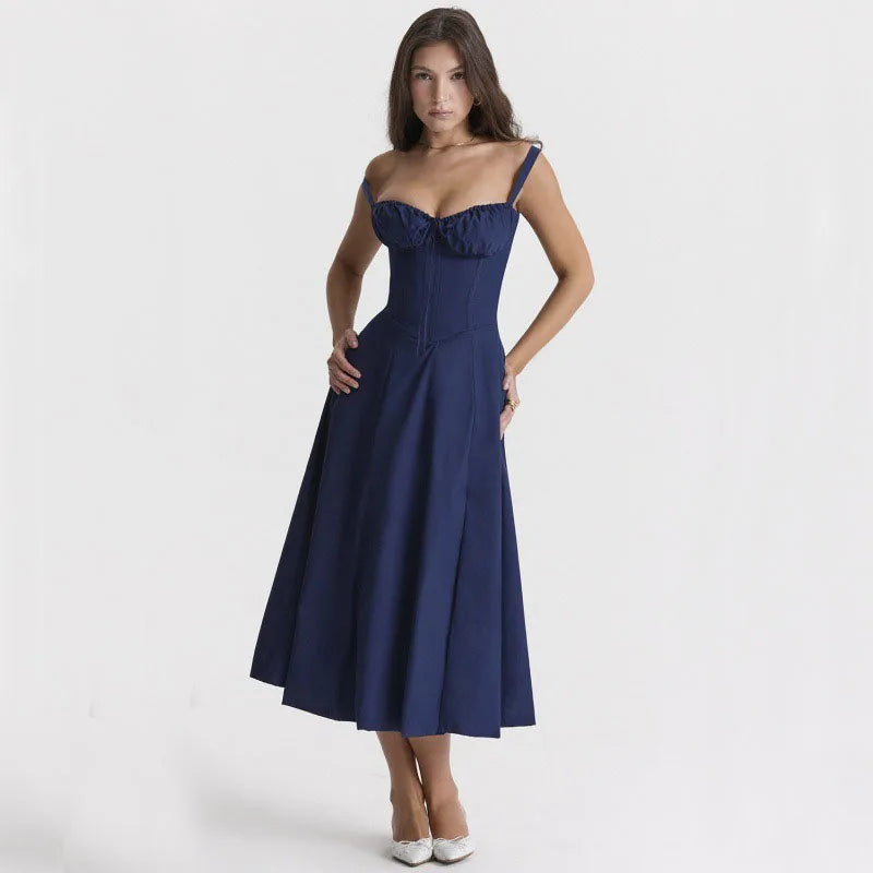 EleganceBloom Halter Floral Dress