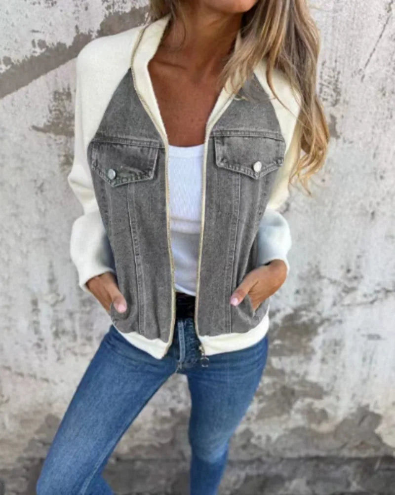 Cozy Patchwork Woolen Zip Jacket