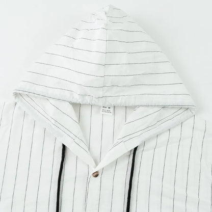 Striped Hooded Linen Shirt