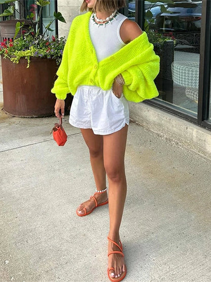 Cozy Vibe Fuzzy Button-Up Cardigan