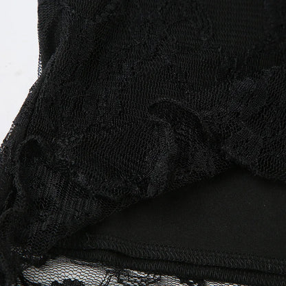 Goth Lace Sheer Patchwork Crop Top