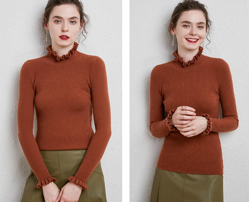 Cinched Turtleneck Knit Sweater
