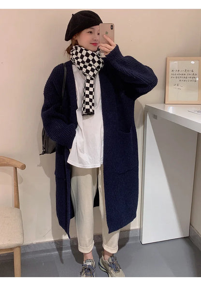 Plush Wave Maxi Knit Pocket Cardigan