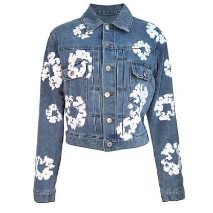 Bloom Fade Floral Denim Street Jacket