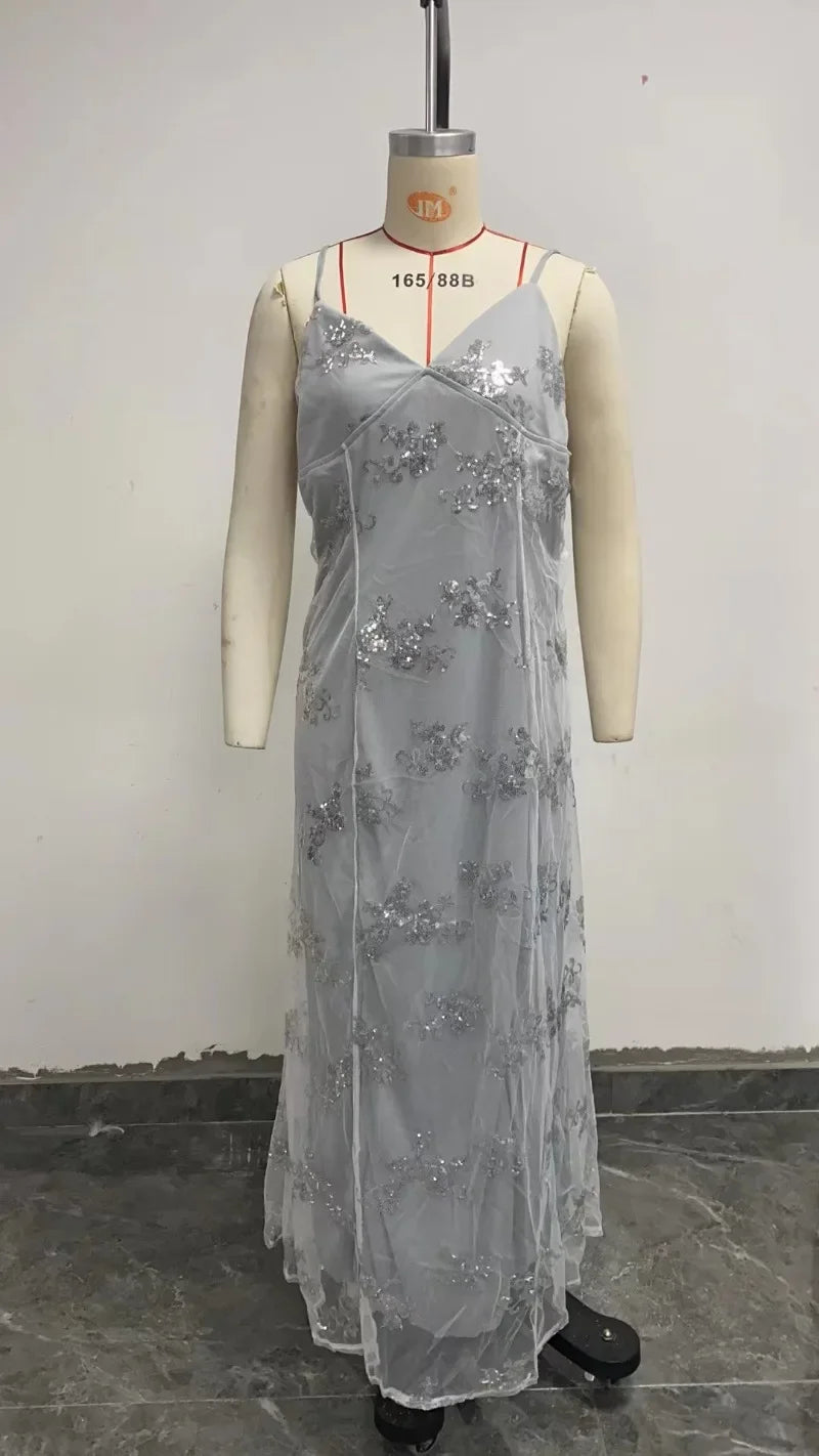 Starluxe Sequin Mesh Evening Gown
