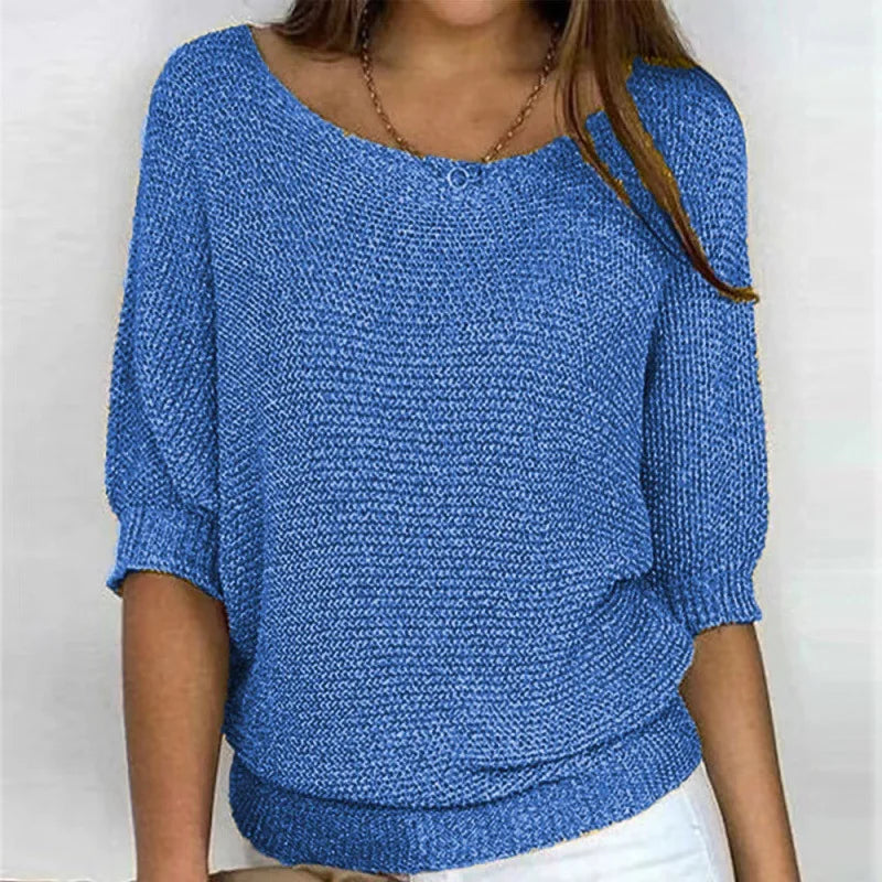 Elegant Spliced Knit Sweater for Women