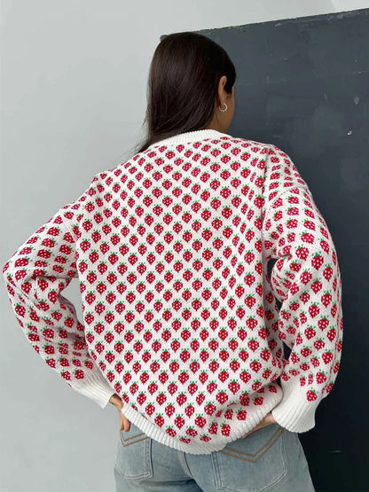 Cozy Strawberry Knit Sweater