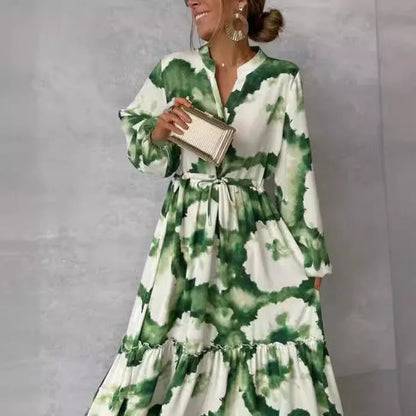 Floral Grace V-Neck A-Line Dress