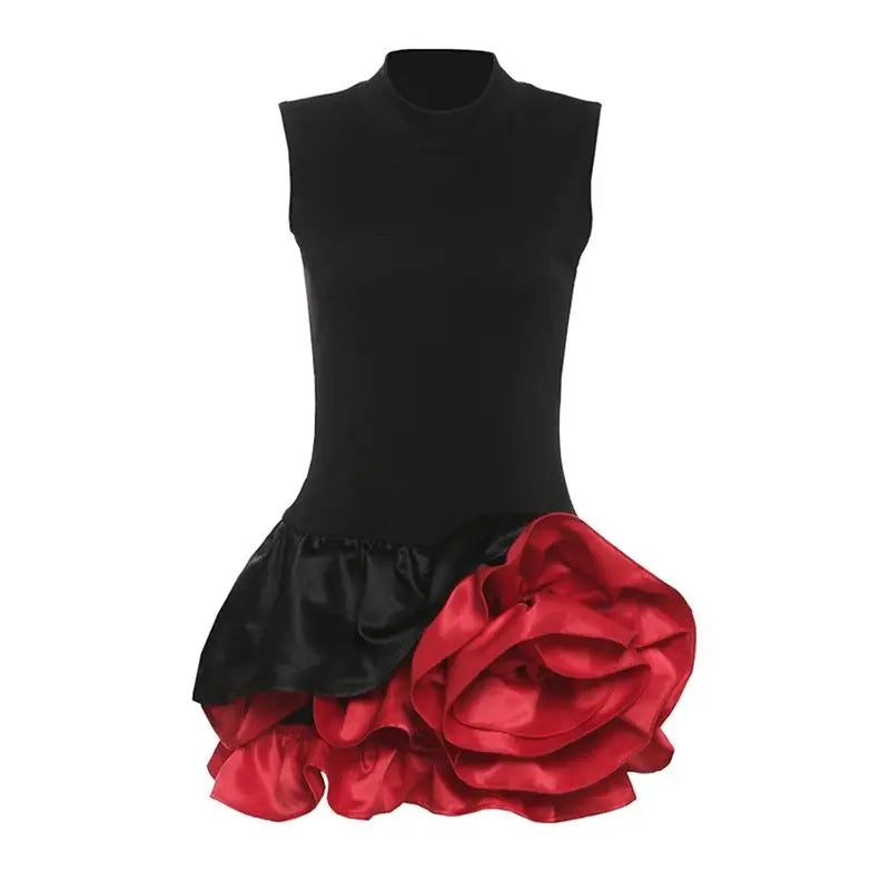 3D Floral Patchwork A-Line Dress