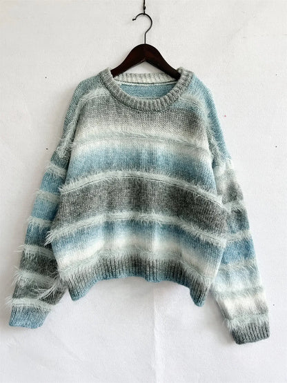 Cozy Gradient Stripe Knit Sweater