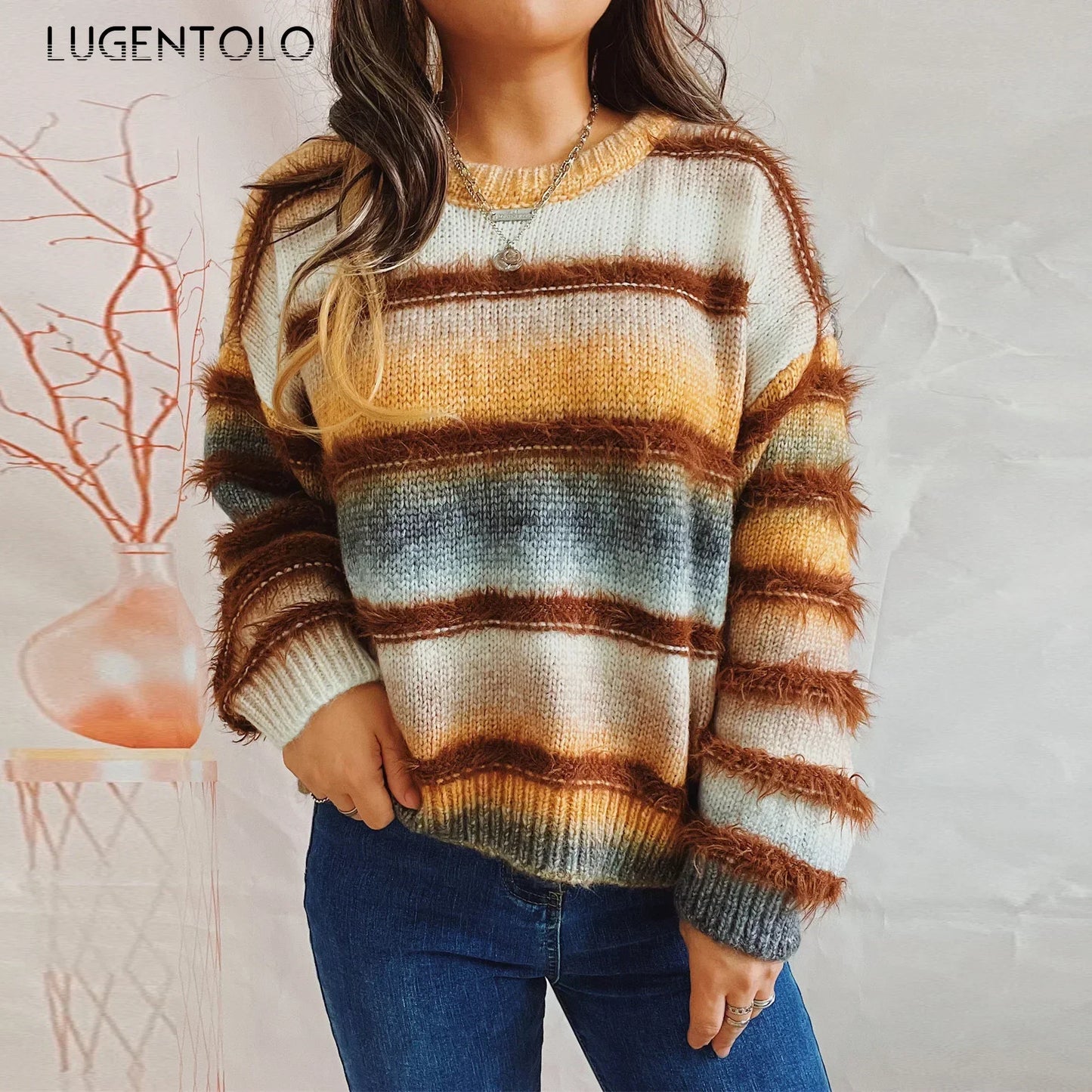 Cozy Gradient Stripe Knit Sweater