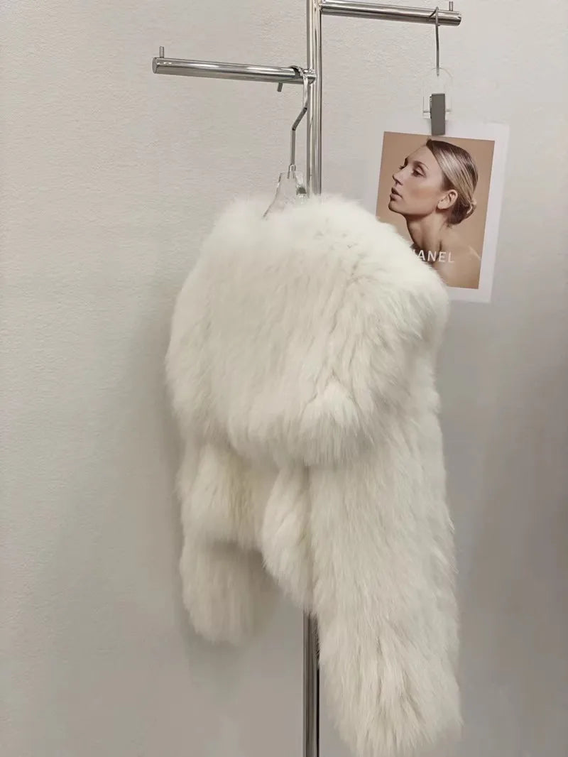 Navy Collar Faux Fur Jacket