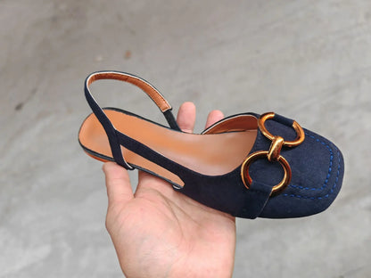 Retro Suede Slingback Office Flats