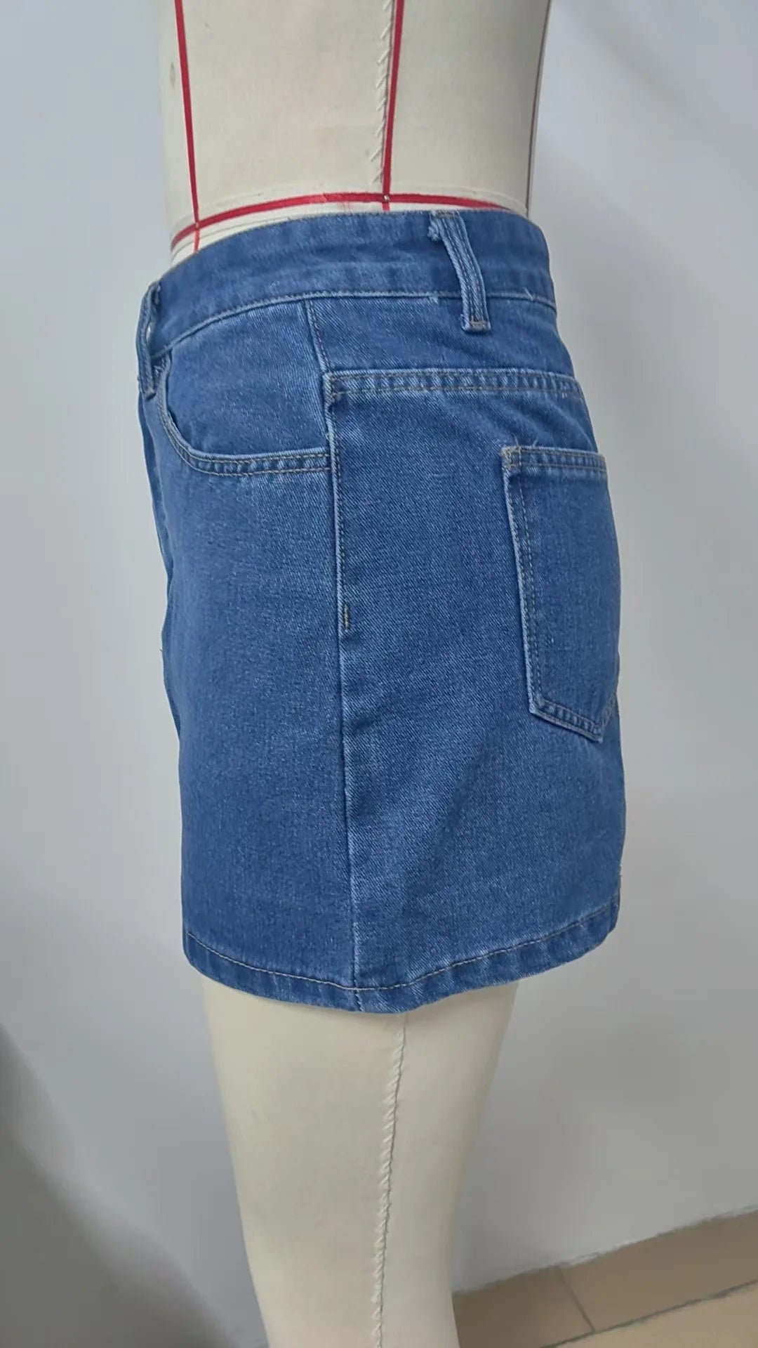 Retro High Waist Denim Mini Skirt