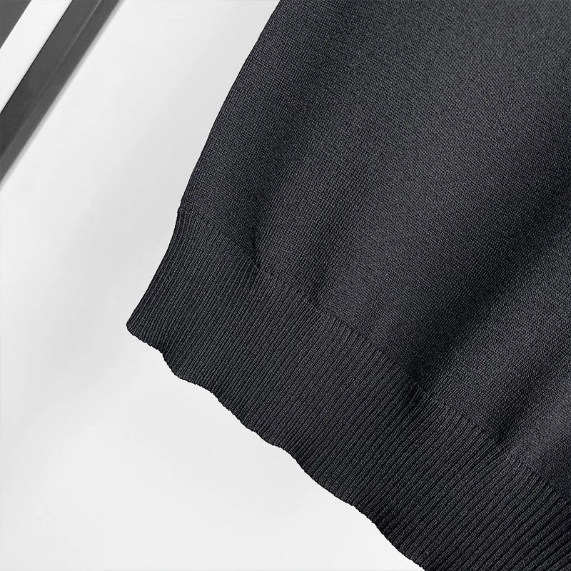 Ice Silk Striped Knit T-Shirt