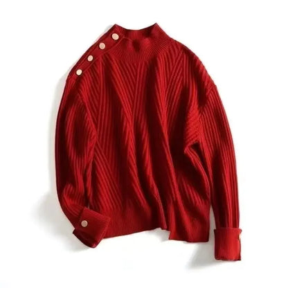 Stripe Aura Irregular Turtleneck Sweater