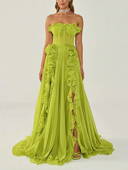 Sultry Grace Strapless Chiffon Gown