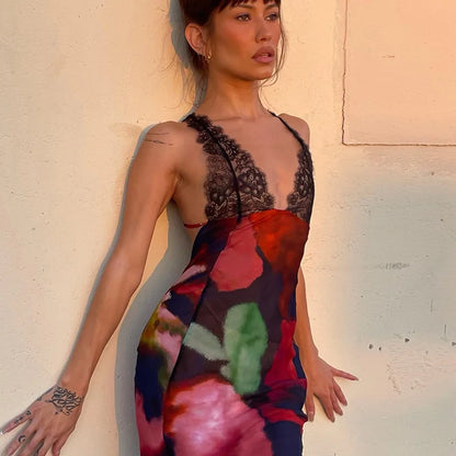 Elegant Floral Halter Maxi Gown