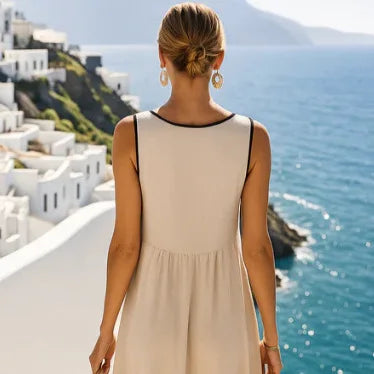 Coastal Charm Contrast Midi Dress