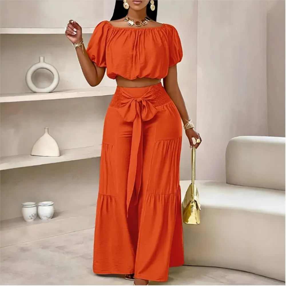 Luxe Curve One-Shoulder Pants Set