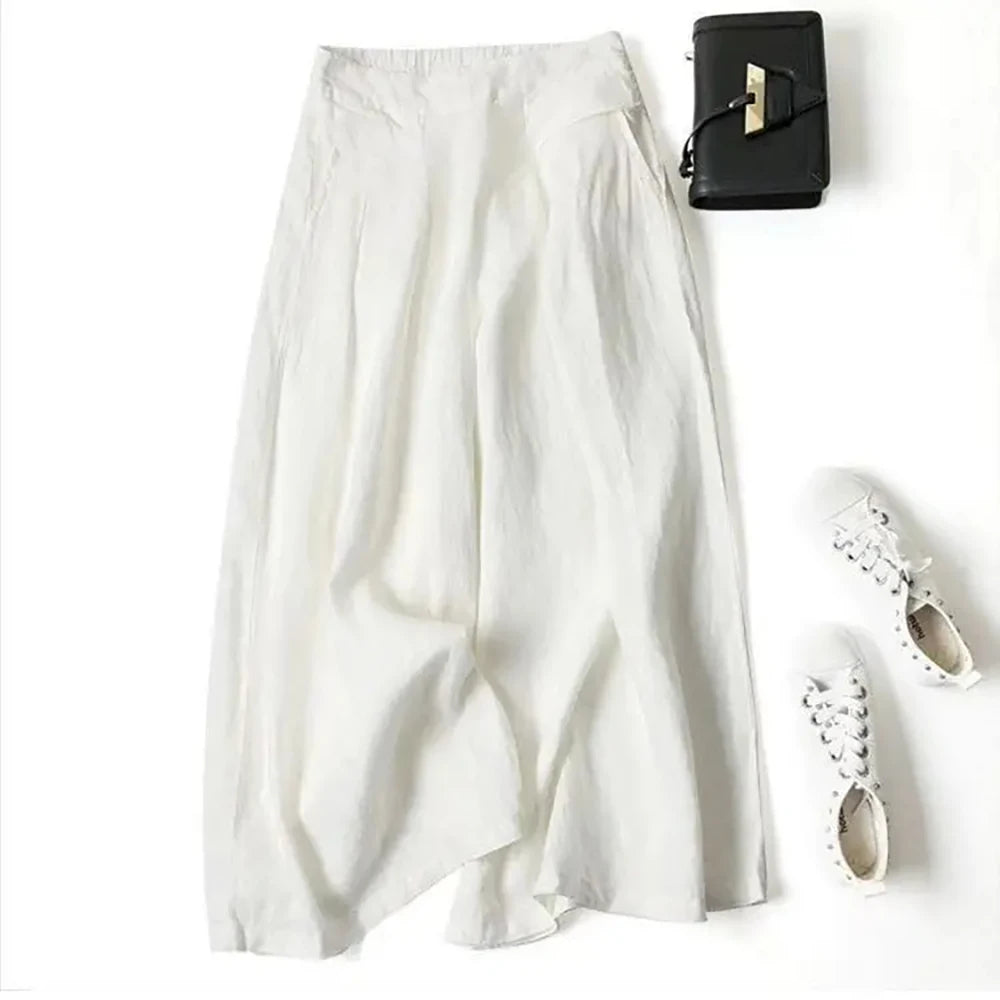 Art Ease Cotton Linen Wide Leg Pants