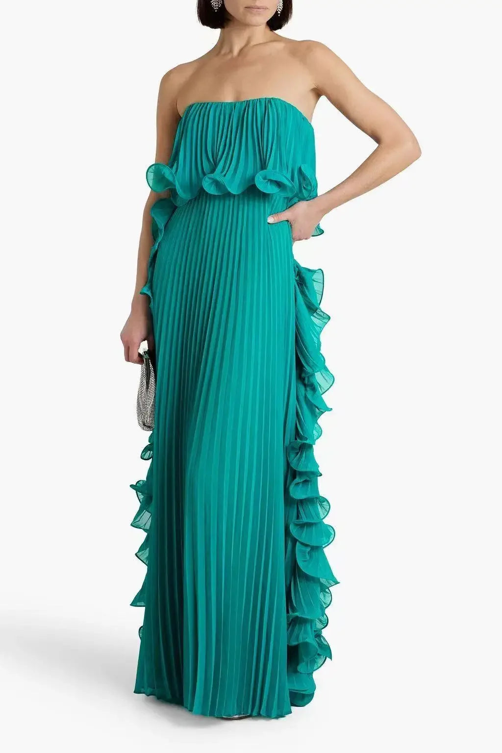 Sunset Breeze Pleated Chiffon Dress