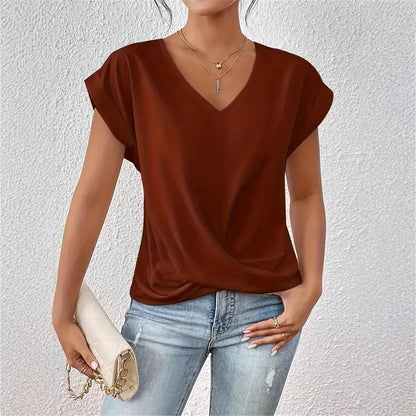 Irregular Knot V-Neck Tee