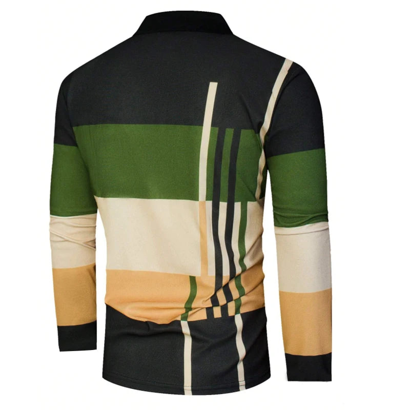 Colorblock Long Sleeve Polo Shirt