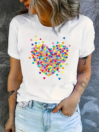 Leopard Heart Print Casual T-Shirt