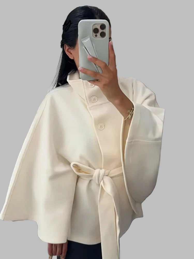 Snow Aura Belted Woolen Shawl