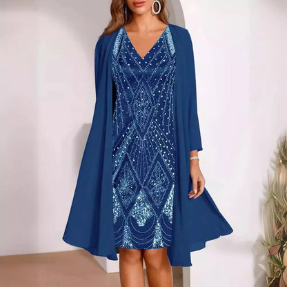 Vintage Elegance Chiffon Dress Set