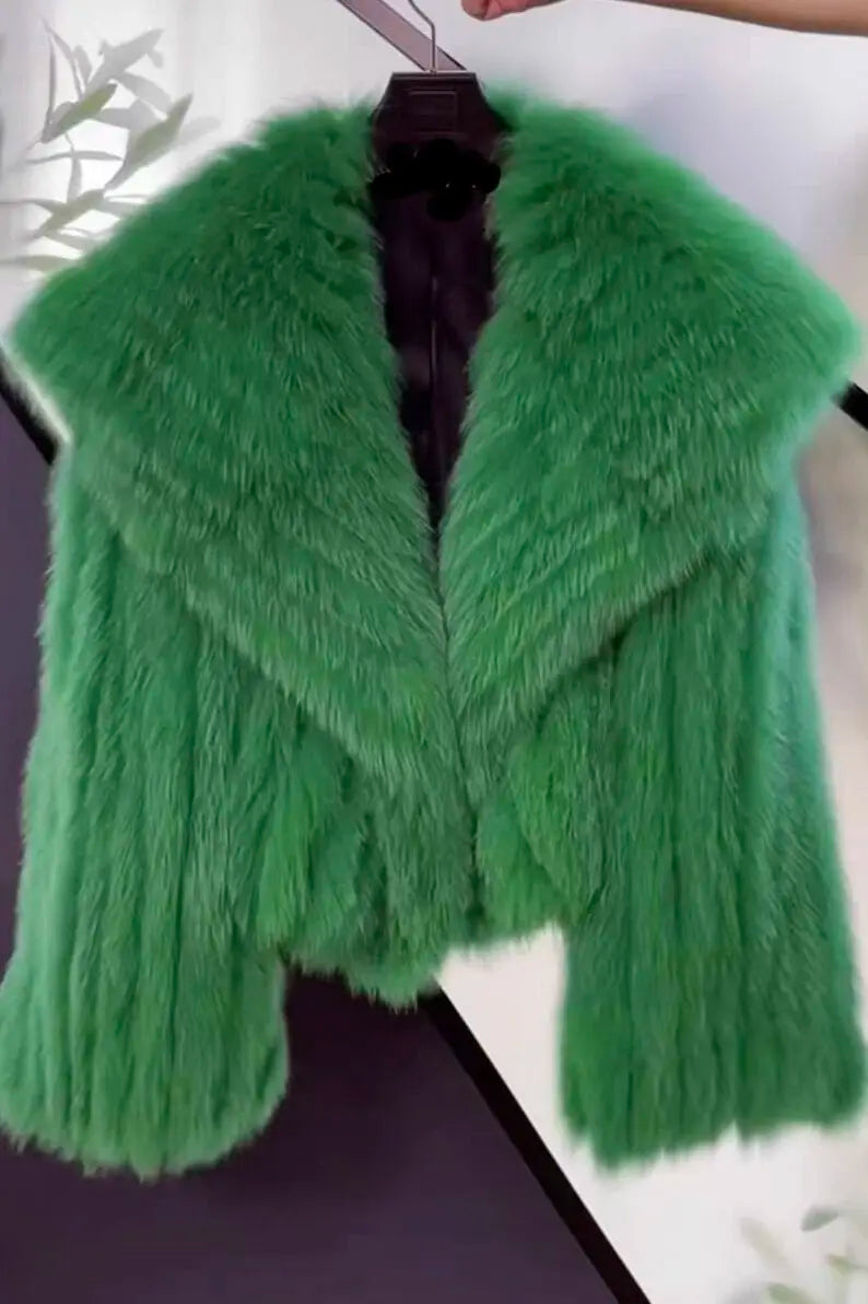 Navy Collar Faux Fur Jacket
