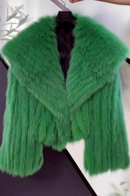 Navy Collar Faux Fur Jacket