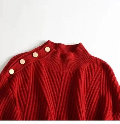 Stripe Aura Irregular Turtleneck Sweater