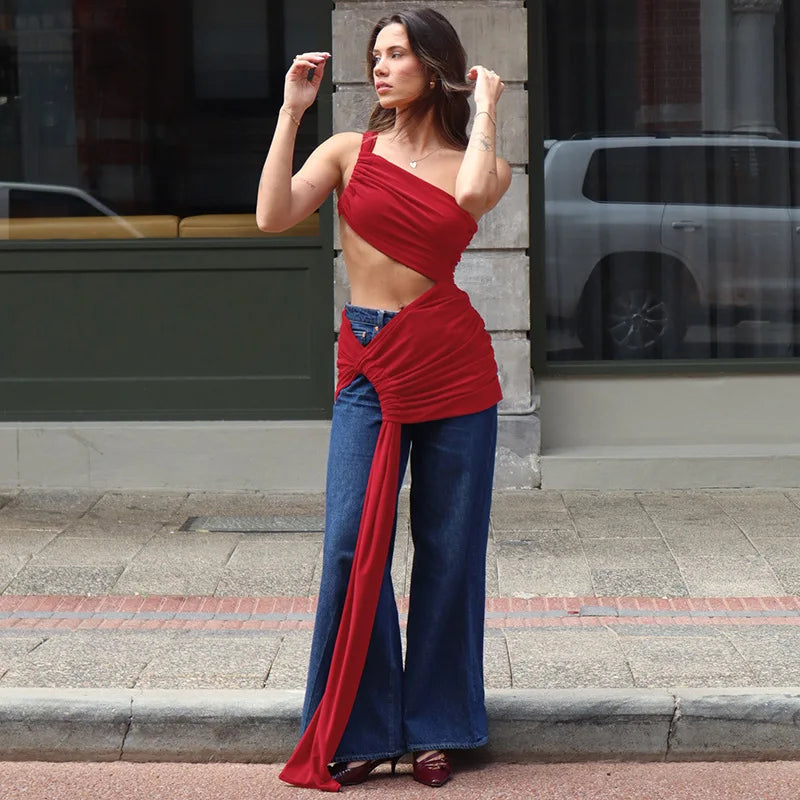 Elegant One-Shoulder Lace Evening Dress