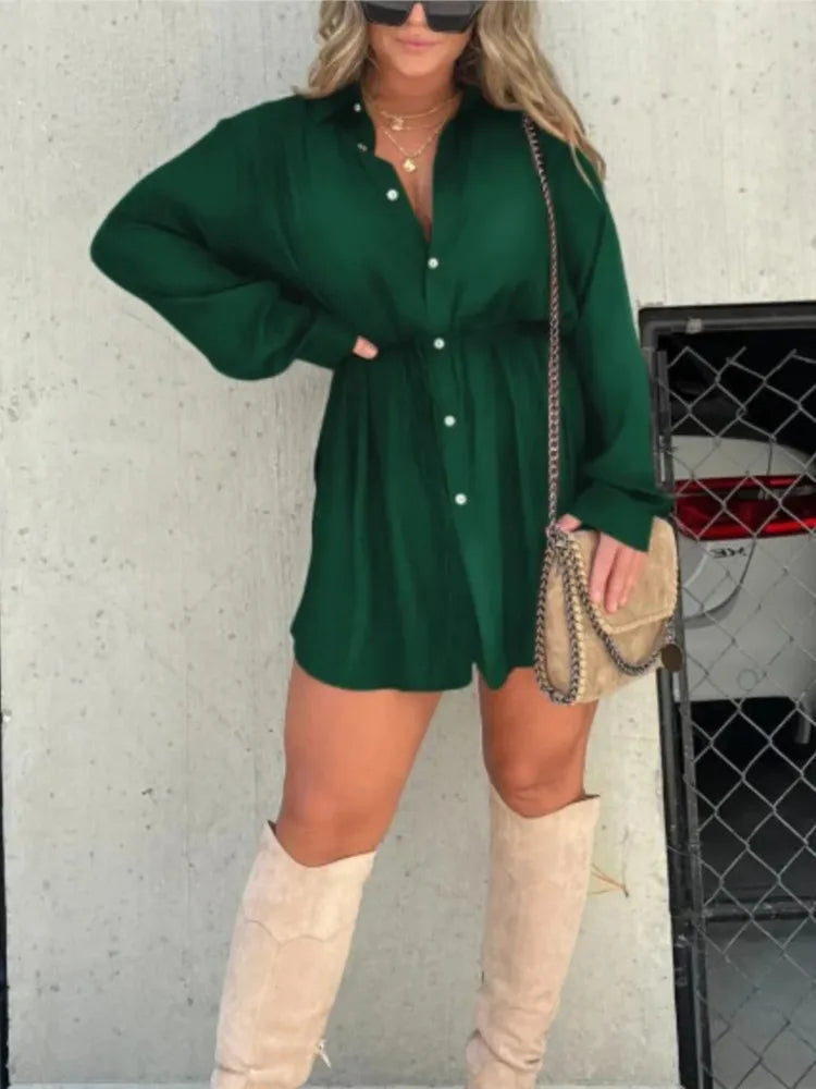 Velvet Diamond Button Shirt Jumpsuit