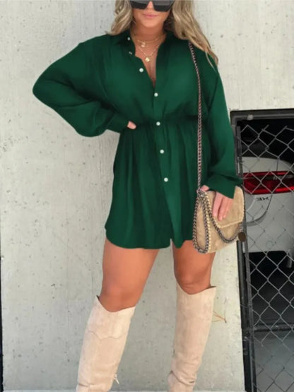 Velvet Diamond Button Shirt Jumpsuit