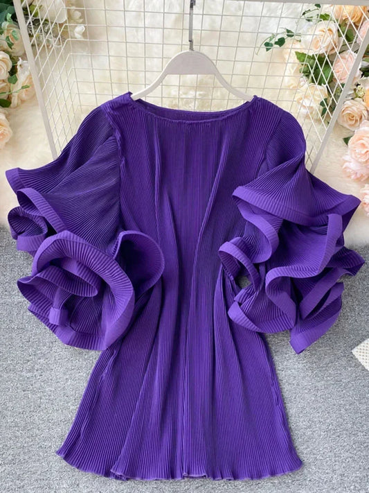 Flutter Grace Pleated Chiffon Blouse