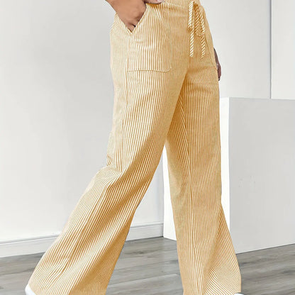 Striped Wide Leg High Waist Pants