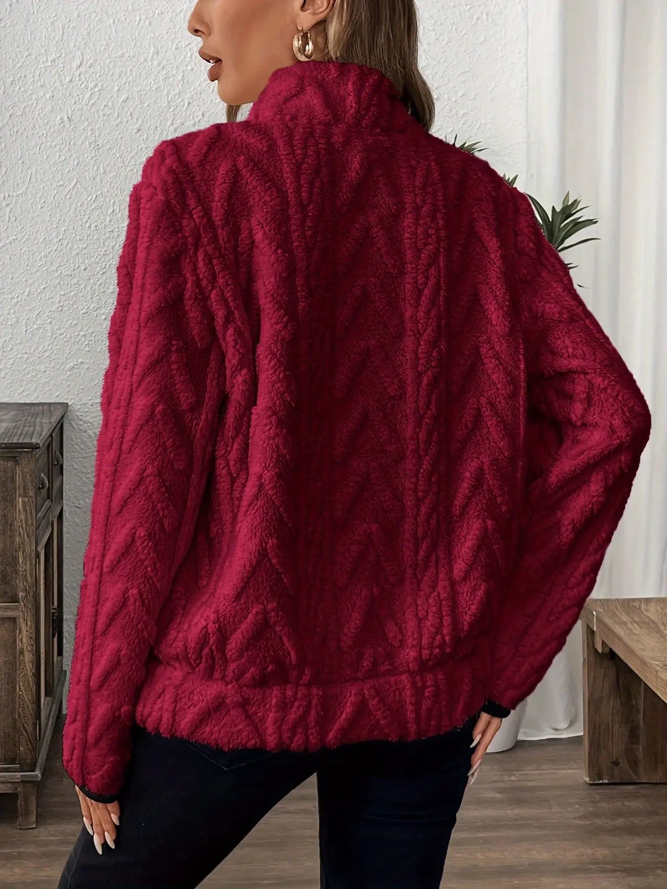 Wool Blend Patchwork Zip Hoodie